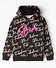 Smarty Girls Fleece Knit Full Sleeves Hooded SweatJacket with Glam Print & Sequin Detailing - Charcoal Grey