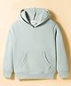 Smarty Girls Fleece Knit Solid Color Hooded Sweatshirt with Kangaroo Pocket -Sea Green