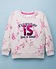 Smarty Girls Fleece Knit Full Sleeves Sweatshirt with Text Print & Sequin Detailing - White & Pink