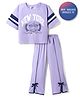 Primo Gino Cotton Elastane Knit Raglan Half Sleeves Text Printed T-Shirt & Pant Set - Lavender