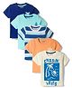 Bonfino Cotton Knit T-Shirts Half Sleeve With Beach Theme Print Pack Of 5 Multi color 9-12 Months