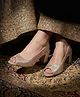 HVNLY BY SHOETOPIA Stone Embellished Peep Toe Block Heels - Rose-Gold