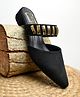 HVNLY BY SHOETOPIA Metal Applique Detailed Pointed Toe Mules - Black