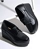 HVNLY by Shoetopia Solid Lace Up Platform Shoes - Black