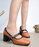 HVNLY BY SHOETOPIA Colour Blocked Buckle Closure Heel Sandals - Tan