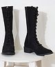 HVNLY BY SHOETOPIA Solid Lace Detailed Zip Closure Boots - Black