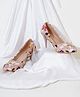 HVNLY BY SHOETOPIA Floral Embroidered Slip On Heel Sandals - Peach