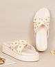 HVNLY BY SHOETOPIA Studs Detailed Solid Sandals - Cream