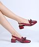 HVNLY BY SHOETOPIA Bow Designed Buckle Closure Block Heel Sandals - Red