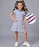 Primo Gino Cotton Elastane Knit Half Sleeves Striped Frock - White