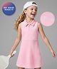 Primo Gino Cotton Elastane Knit Sleeveless Collar Dress with Embroidery - Pink