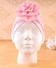 KIDLINGSS Cotton Floral Applique Detailed Turban Cap - Light Pink - Circumference 33 Cm