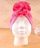 KIDLINGSS Cotton Floral Applique Detailed Turban Cap - Dark Pink - Circumference 33 Cm