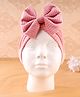 KIDLINGSS Velvet Bow Applique Detailed Turban Cap - Pink - Circumference 33 Cm