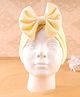 KIDLINGSS Velvet Bow Applique Detailed Turban Cap - Lemon Yellow - Circumference 33 Cm