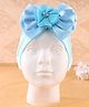 KIDLINGSS Cotton Bow Applique Detailed Turban Cap - Turquoise - Circumference 33 Cm