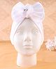 KIDLINGSS Cotton Bow Applique Detailed Turban Cap - White - Circumference 33 Cm