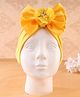 KIDLINGSS Cotton Bow Applique Detailed Turban Cap - Yellow - Circumference 33 Cm