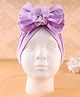 KIDLINGSS Cotton Bow Applique Detailed Turban Cap - Purple - Circumference 33 Cm