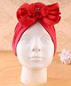 KIDLINGSS Cotton Bow Applique Detailed Turban Cap - Red - Circumference 33 Cm