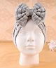 KIDLINGSS Cotton Bow Applique Detailed Turban Cap - Grey - Circumference 33 Cm