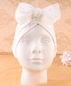 KIDLINGSS Cotton Bow Applique Detailed Turban Cap - White - Circumference 33 Cm