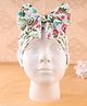 KIDLINGSS Cotton Bow Applique Detailed Floral Printed Turban Cap - White & Pink - Circumference 33 Cm