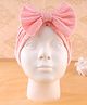 KIDLINGSS Cotton Bow Applique Detailed Turban Cap - Pink - Circumference 33 Cm