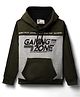 Smarty Boys Fleece Knit Full Sleeves Hooded Sweatshirt with Gaming Print & Kangaroo Pockets - Olive Green