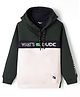 Smarty Boys Fleece Knit Full Sleeves Cut & Sew Hooded Sweatshirt with What's Up Dude Print - Green