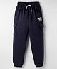 Smarty Boys Looper Knit Full Length Lounge Pant With Text Print & Pockets - Black