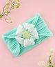 KIDLINGSS Polka Dots Printed  Floral Applique Detailed Cable Knit Designed Headband - Sea Green