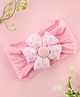 KIDLINGSS Polka Dots Printed  Floral Applique Detailed Cable Knit Designed Headband - Light Pink