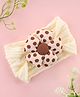 KIDLINGSS Polka Dots Printed  Floral Applique Detailed Cable Knit Designed Headband - Beige & Brown