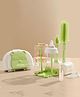 Infantso Robust Bear 6-in-1 Baby Bottle Cleaning Brush Set with Foldable Drying Rack with BPA-Free Silicone Bristles -Green