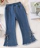 Mark & Mia Full Length Washed Jeans with Pearl Detailing & Bow Applique - Blue