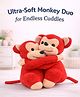 Play Nation Plush Monkey Cuddly Couple Toy 25cm | Huggable Stuffed Cuddly Toy| Enhances Imagination & Emotional Growth| Perfect for Snuggles, Playtime & Gifting|BIS Certified| Home & Car Dé- Red