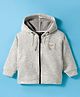 Ruff Fleece Knit Full Sleeves Solid Hooded Sweatjacket - Grey