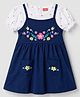 Babyhug 100% Cotton Knit Half Sleeves Floral & Polka Dots Printed Frock With Inner Tee - Navy Blue