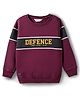 Ruff Fleece Knit Full Sleeves Sweatshirt With Defence Print - Wine
