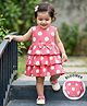 Babyhug Cotton Knit Sleeveless Layered Polka Dot Printed Frock with Bloomer - Pink