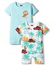 Babyhug 100% Cotton Knit Half Sleeves Rompers with Miami Print Pack of 2 - Multicolor