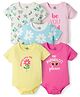 Doodle Poodle 100% Cotton Knit Half Sleeves Floral Printed Onesies Pack Of 5 - Multicolour