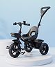 Tricycle with Parental Push Handle - Black| Comfortable Ergonomic Seat| Safety Harness| Adjustable Push Bar| Non-Slip Pedals| Foldable Footrest| Front & Rear Baskets| Anti-Slip Wheels