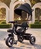 Plug & Play Tricycle With Parental Push Handle & Foldable Canopy - Black| Foldable Footrest| Non Slip Pedal| High Backrest| Storage Basket| Removable Safety Rail| Cushion Seat