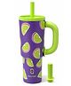 House of Quirk 1200ml Insulated Stainless Steel Tumbler with Handle Straw & Straw Cap - Purple