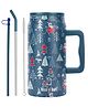 House of Quirk 1500 ml Stainless Steel Mug Tumbler with Handle & Straw Lid Large Water Bottle for Men & Women - Blue