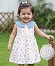 Babyhug Single Jersey Knit Sleeveless Frock with Floral Print & Bloomer - White