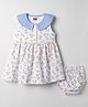 Babyhug Single Jersey Knit Sleeveless Frock with Floral Print & Bloomer - White