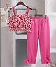 Mark & Mia Sleeveless Top & Lounge Pant Set with Floral Print - Fuchsia